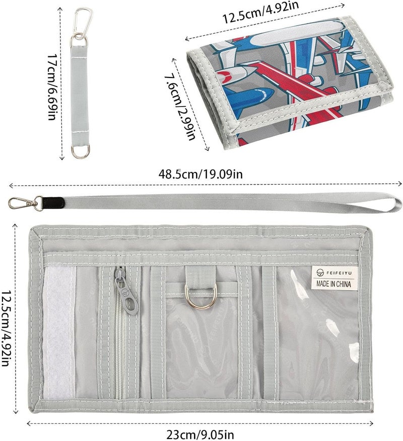 Krafig Airplanes Aircraft Kids Wallets for Boys Girls, Toddler Trifold Wallet for Boys, Novelty Wallet for Childrens, Coin Case Card Pocket for Teens Youth Teenager - Image 3